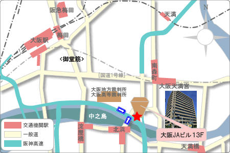 大阪法律センター法律事務所へのアクセス地図